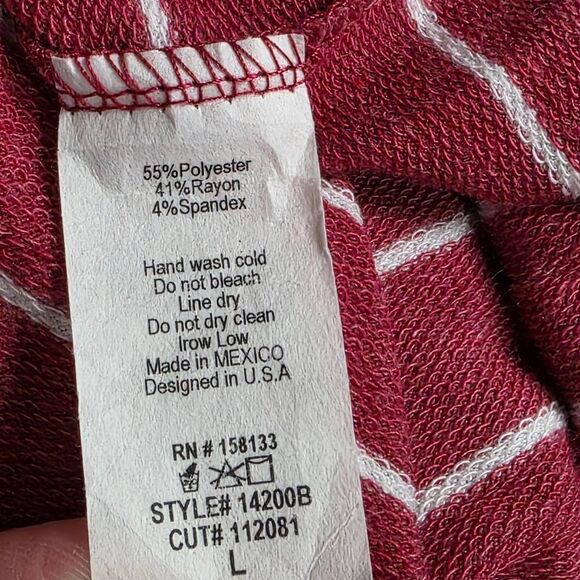 Staccato L Burgundy White Striped Button Front Tank Top - Picture 5 of 6